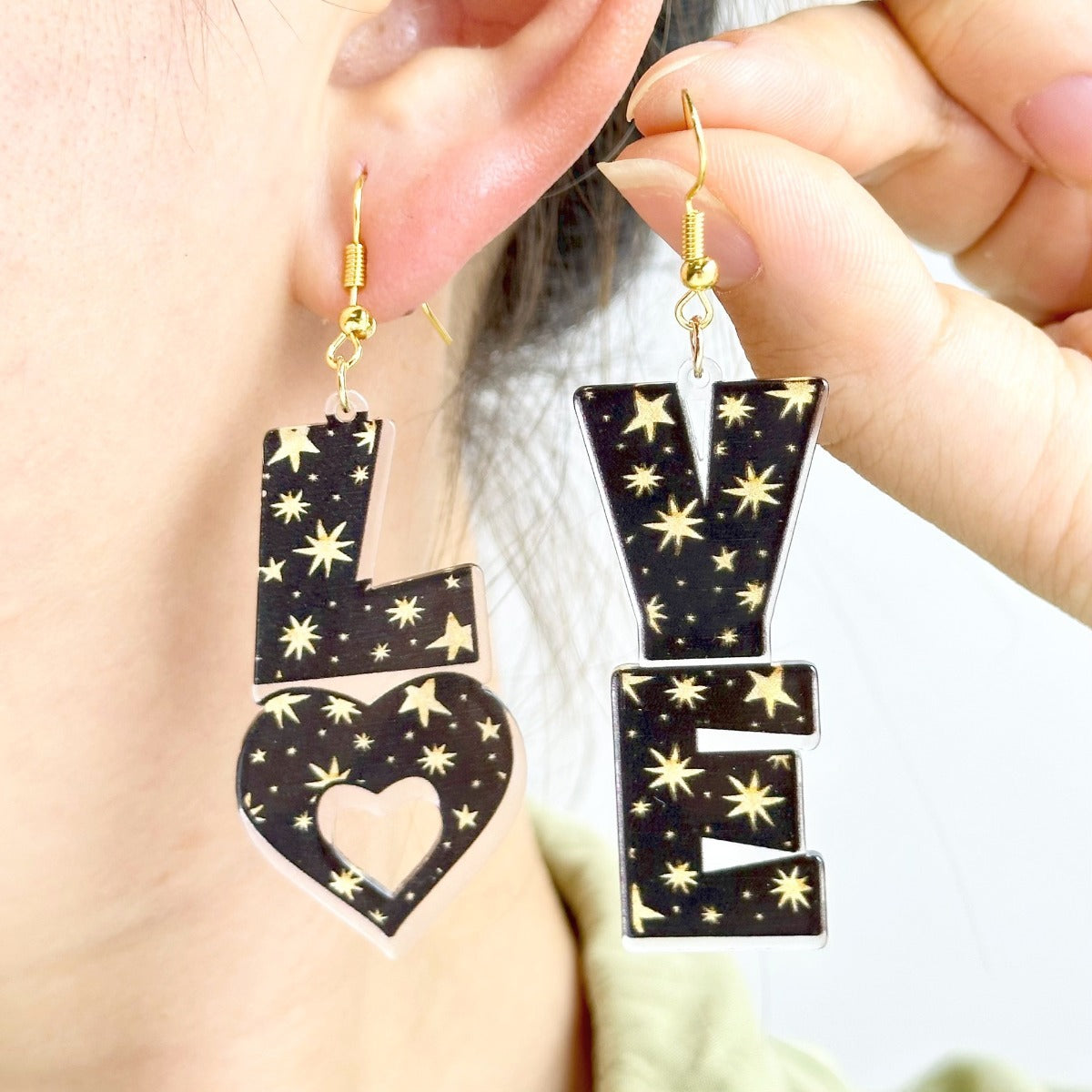 Wholesale Acrylic Letter LOVE Heart Valentine's Day Earrings