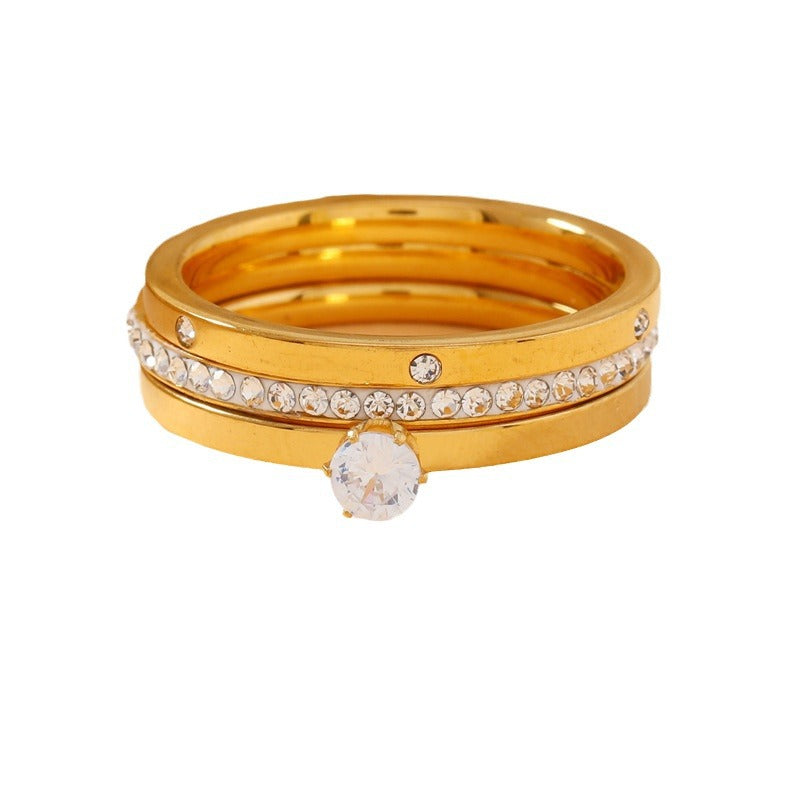 Wholesale Diamond-studded clay stainless steel ring set