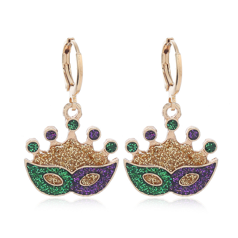 Wholesale Carnival Flash Iris Flower Mask  Crown Trendy Fashion All-match Earrings