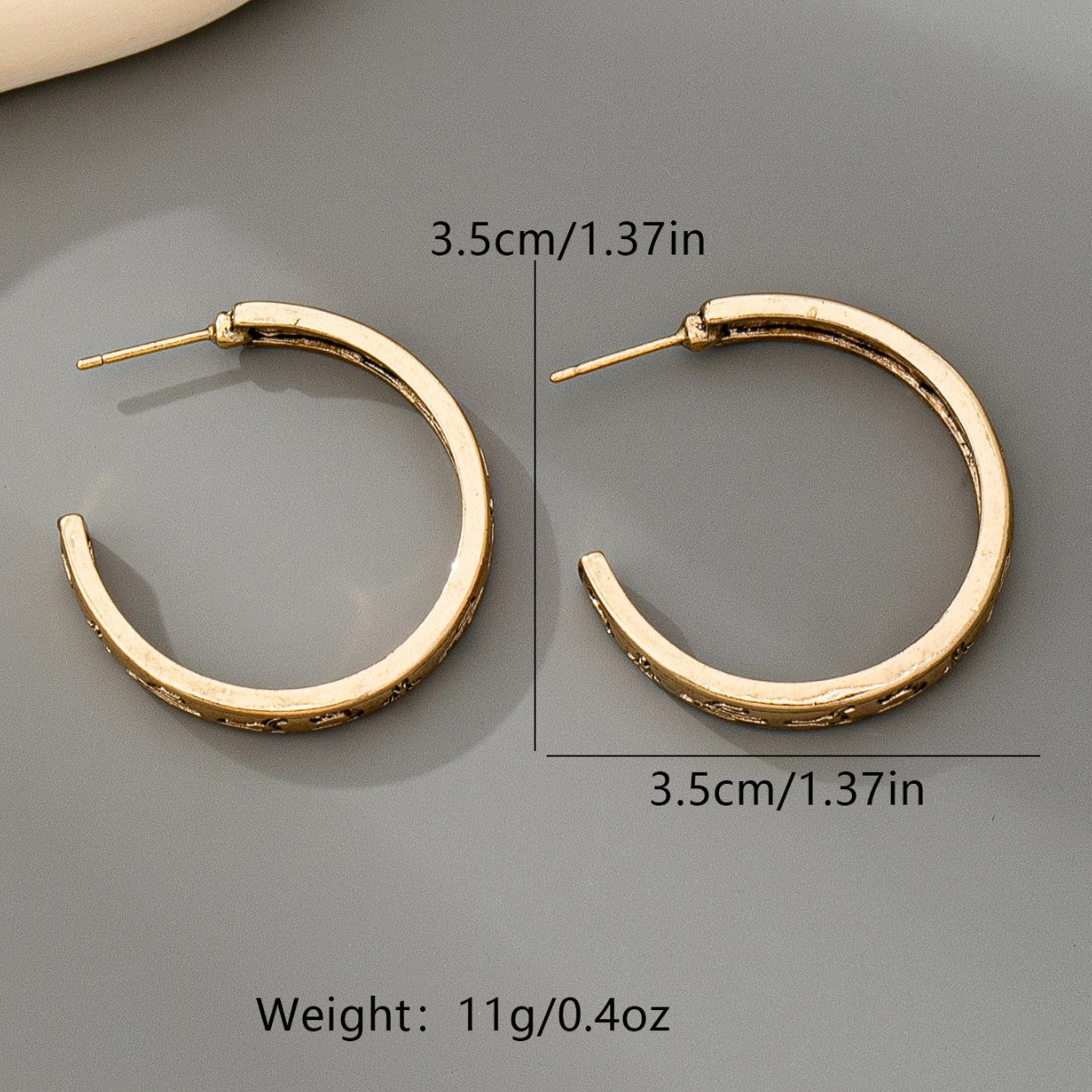 Wholesale Retro Western Cactus Print C Shaped Earrings For Women Antique Gold Zinc Alloy Fashion Accessory