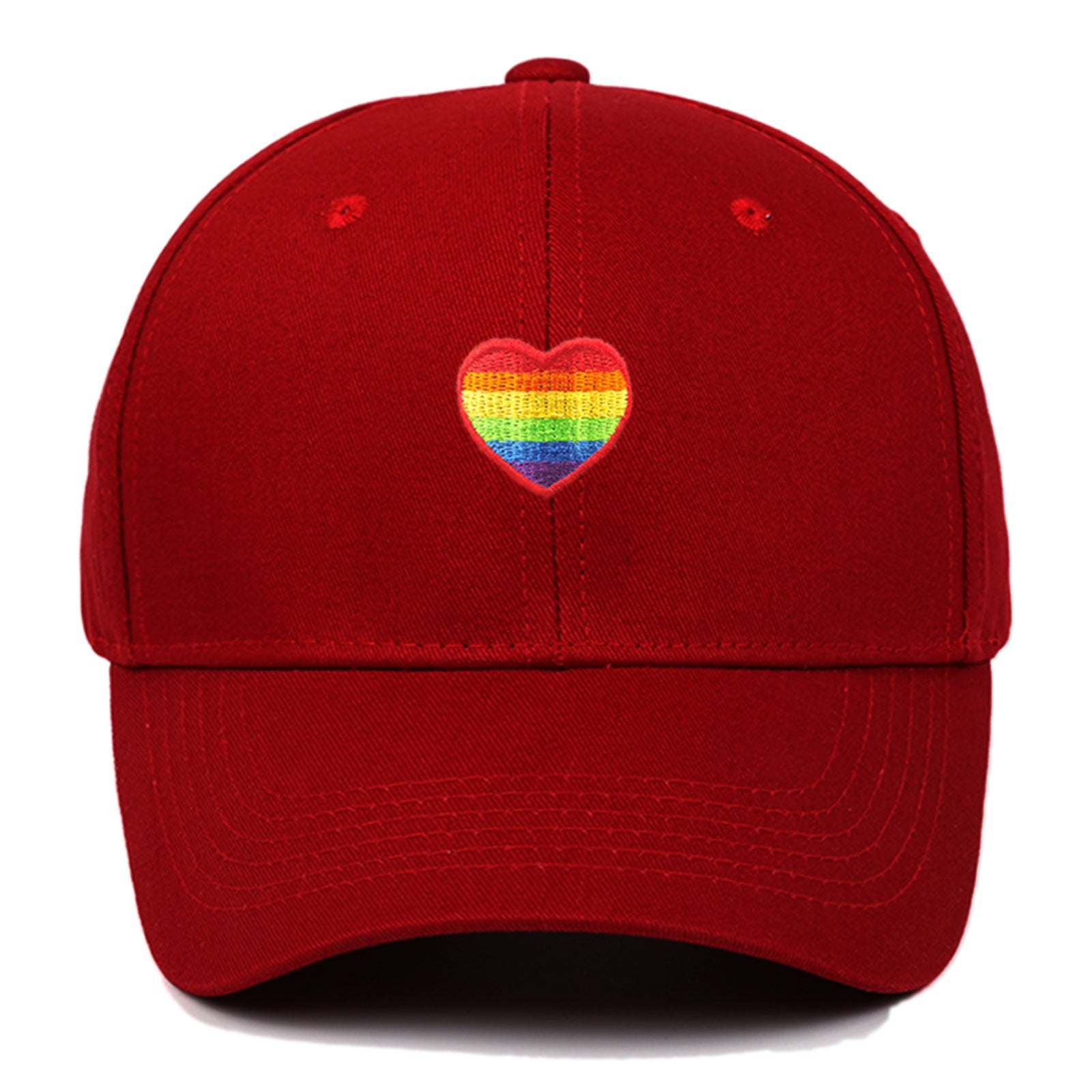 Wholesale Cotton LGBT Rainbow Heart Embroidery Baseball Cap