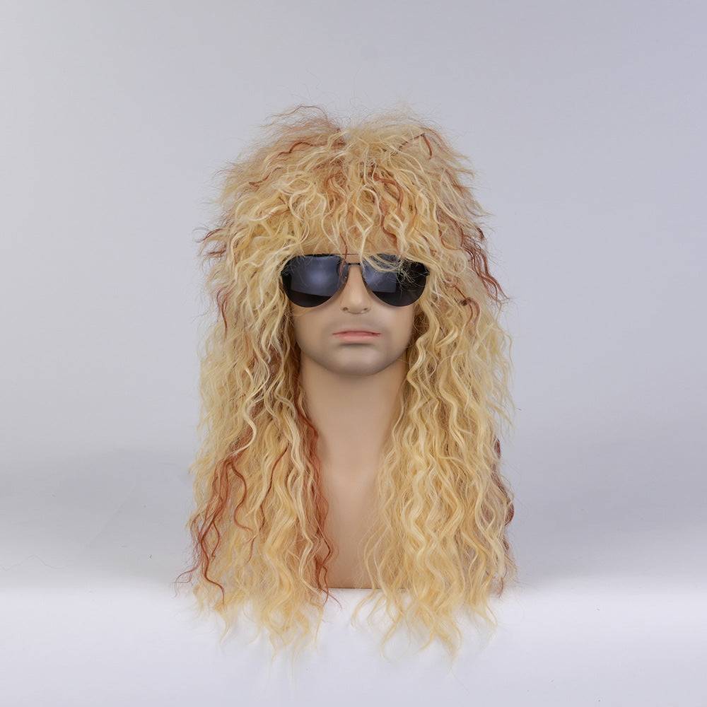 Wholesale Long curly hair stage men's fluffy hairstyle wig