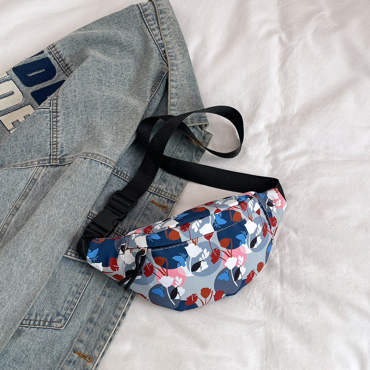 Wholesale Nylon fabric waist bag printed shoulder crossbody bag