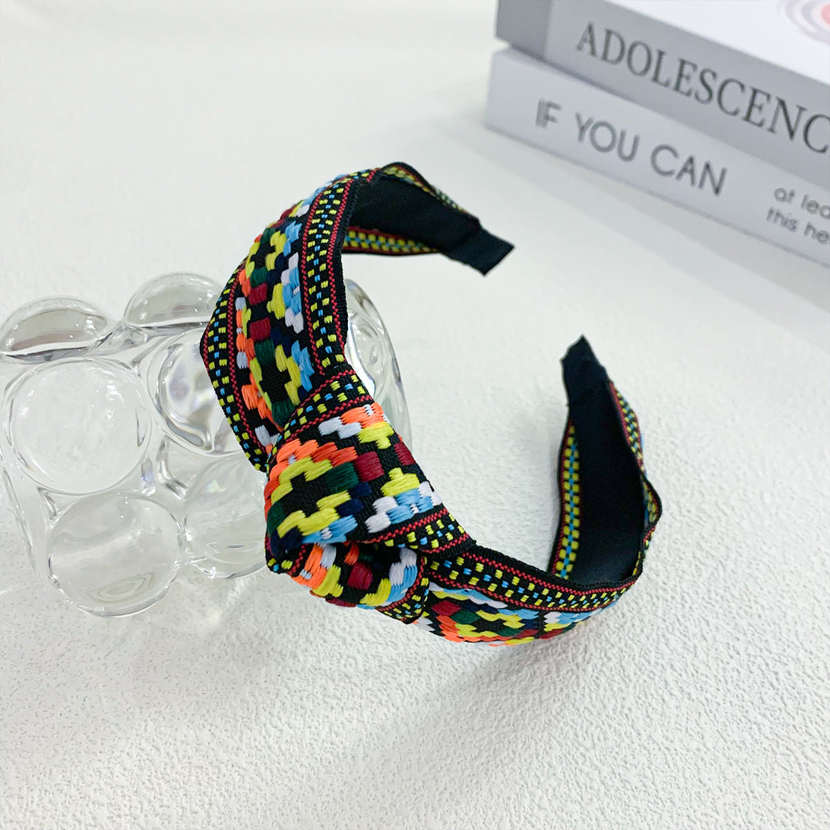 Wholesale Boho Style Premium Embroidered Braided Fabric Knotted Headband