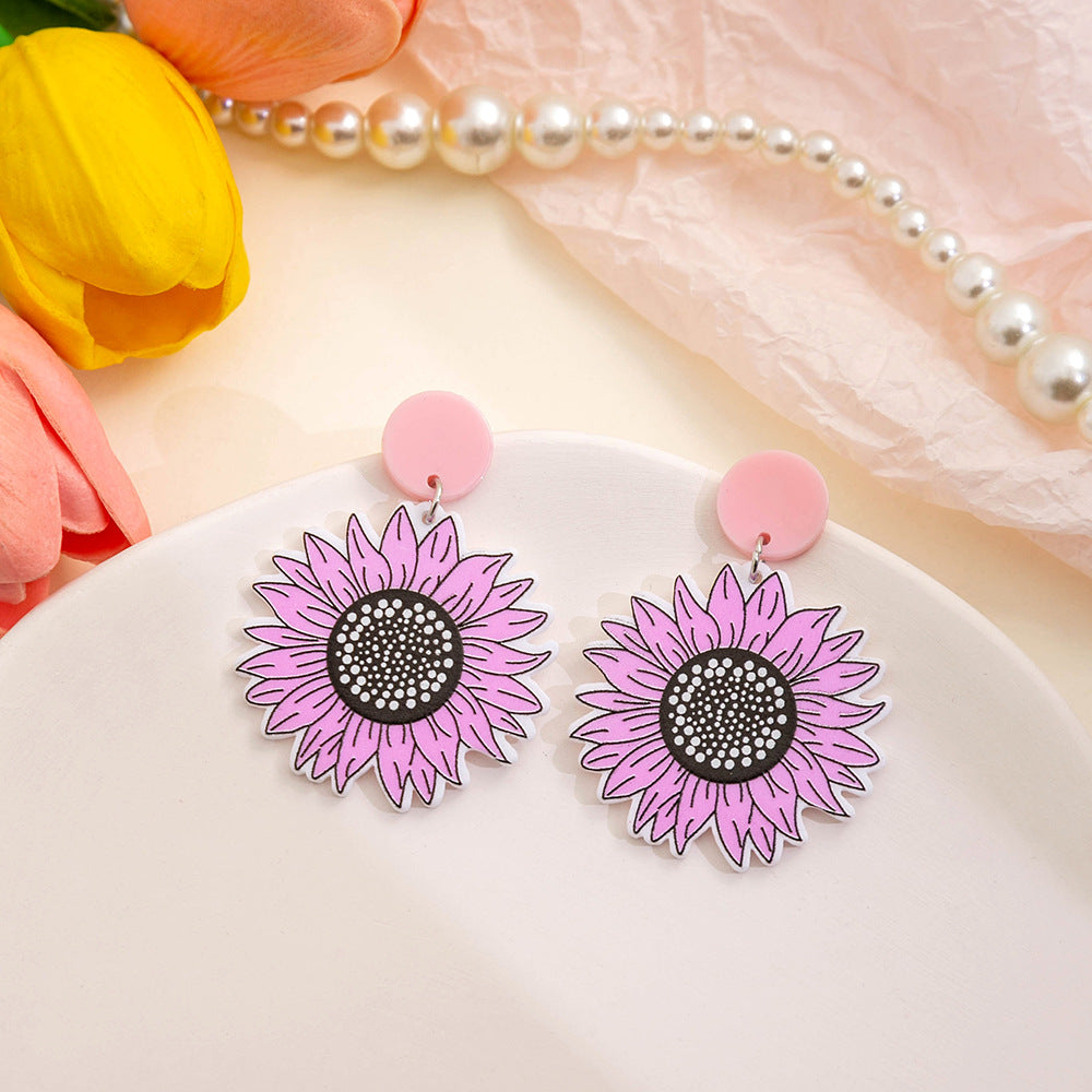 Wholesale Sunflower Acrylic Earrings