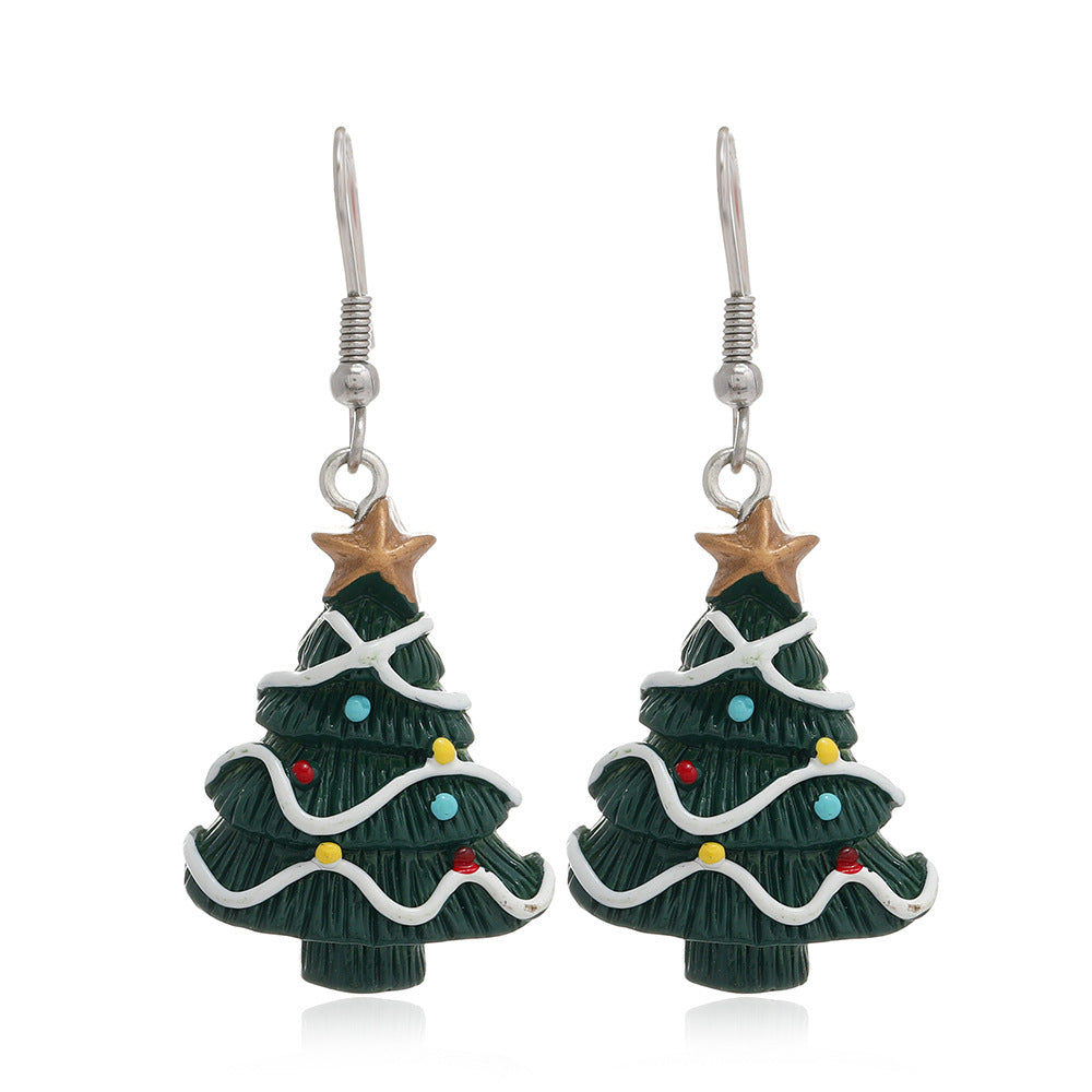 Wholesale Santa Claus Elk Snowflake Resin Earrings