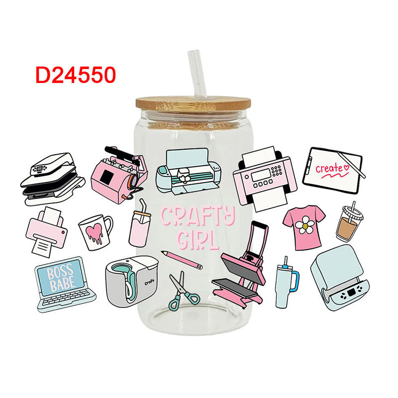 Wholesale UV Transfer Paste Glass Crystal Label 16oz Cup UV DTF Wraps