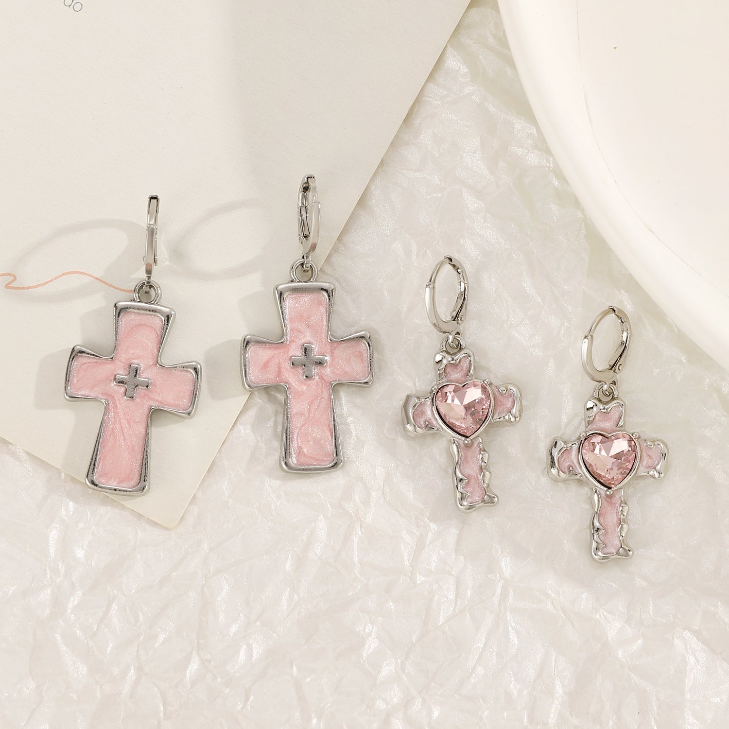 Wholesale Trendy Silver Cross Earrings For Women Hip Hop Party Jewelry Gift Boutique Accessory
