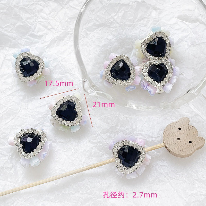 Wholesale 2pcs Alloy Diamond Hairpin Love Beads