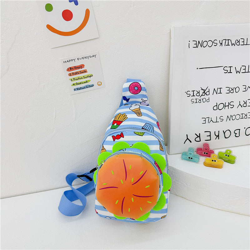 Hamburguesa de dibujos animados al por mayor linda bolsa de lienzo de cuerpo cruzado para niños