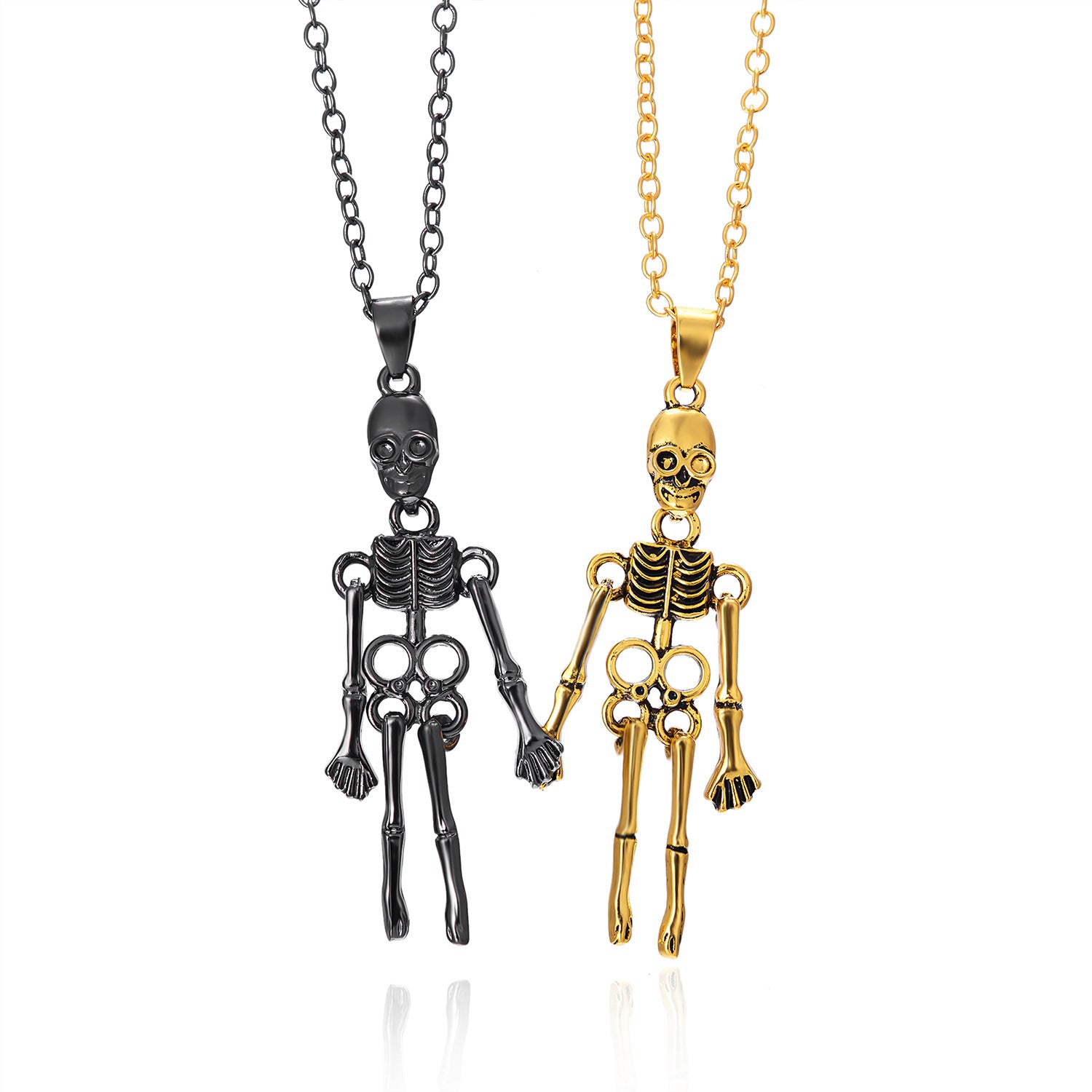 Wholesale Vintage Skeleton Ghost Love Magnetic Suction Handle Pendant Alloy Necklace
