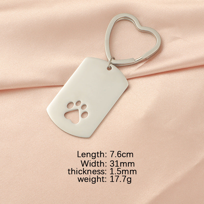 Wholesale Stainless Steel Hollow Dog Paw Keychain