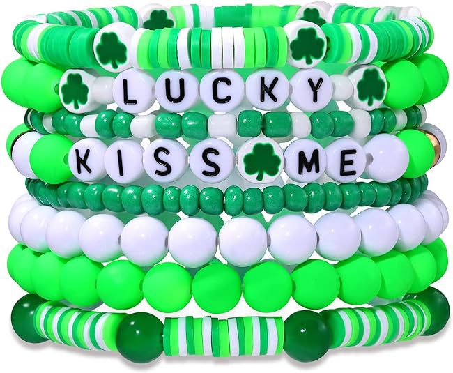 Wholesale 50PCS  St. Patrick's Day Shamrock Pendant Polymer Clay Resin Bracelet Set