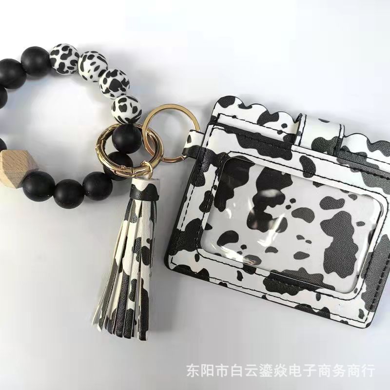 Wholesale 5pcs/pack Keychain Card Holder Pu Tassel Id Bag Wrist Keychains