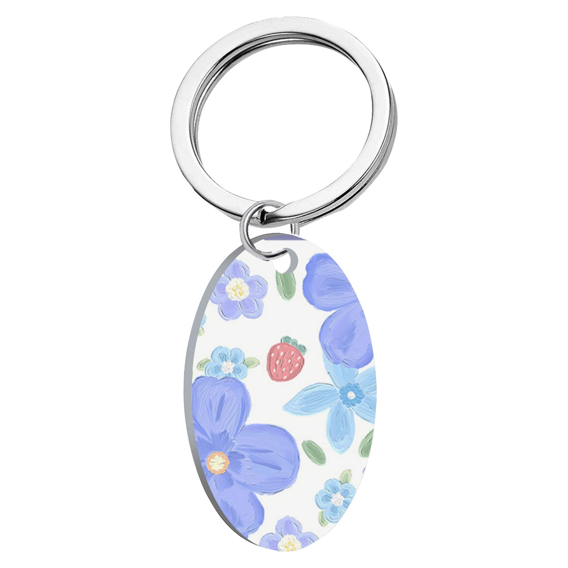 Wholesale Oil Painting Flower Stainless Steel Keychains