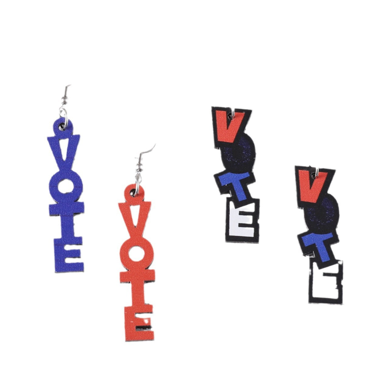 Wholesale Independence Day Letters VOTE Personalized Double Sided Wooden Earrings