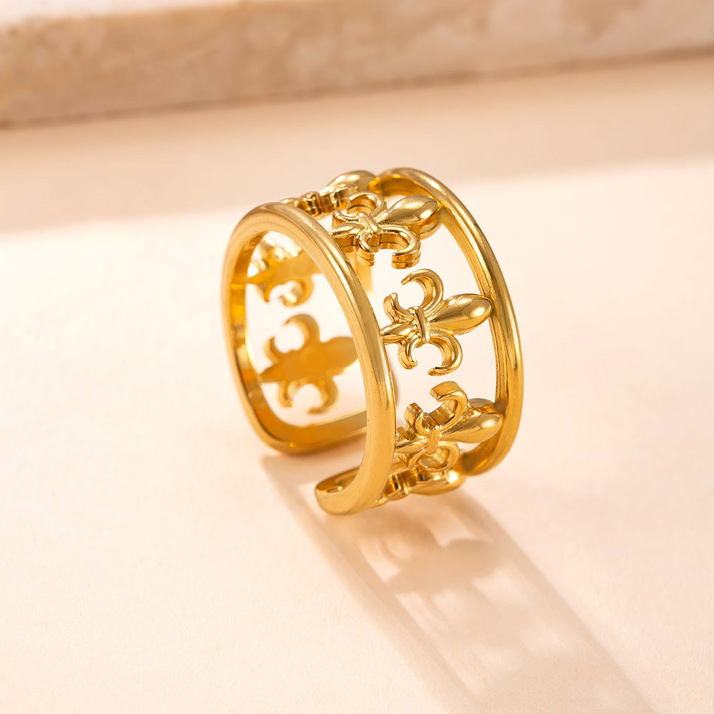 Wholesale Stainless steel punk style ring hollow cross titanium steel ring