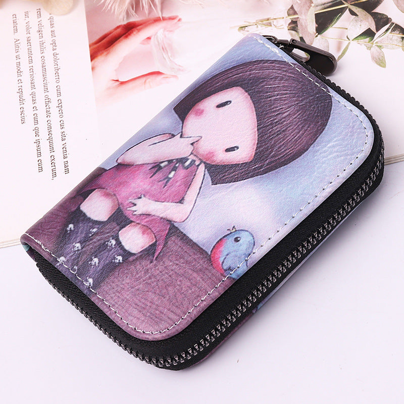 Wholesale Cartoon Character Creative Printing Card Holder Large Capacity Card Holder Zipper Coin Purse