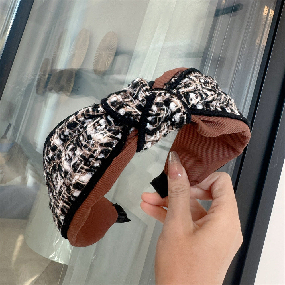 Wholesale Vintage French Style High Skull Knotted Houndstooth Headband