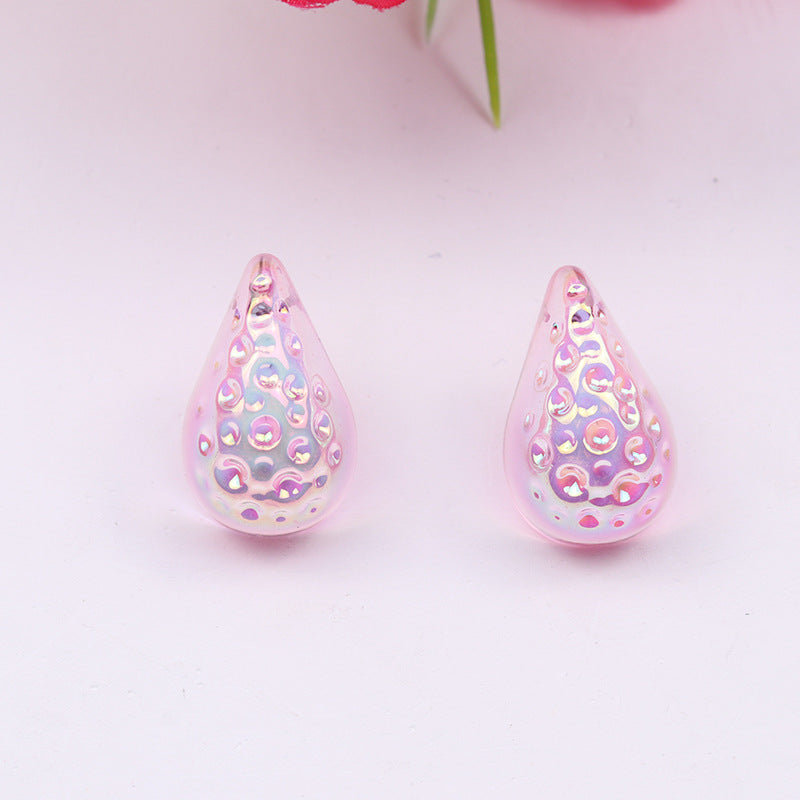 Wholesale Retro High-end Water Drop Acrylic Color Hammered Earrings
