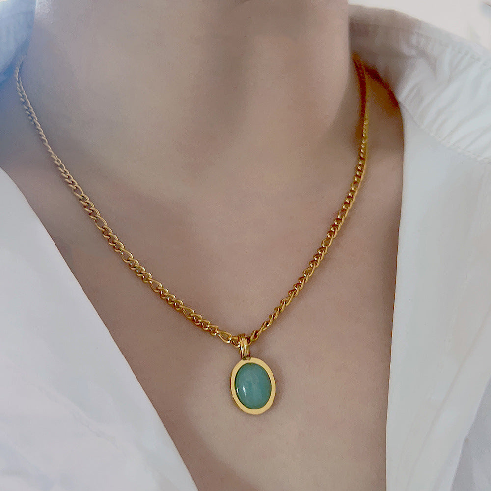 Wholesale Titanium Steel Butterfly Love Geometric Mother-of-pearl Necklace Clavicle Chain