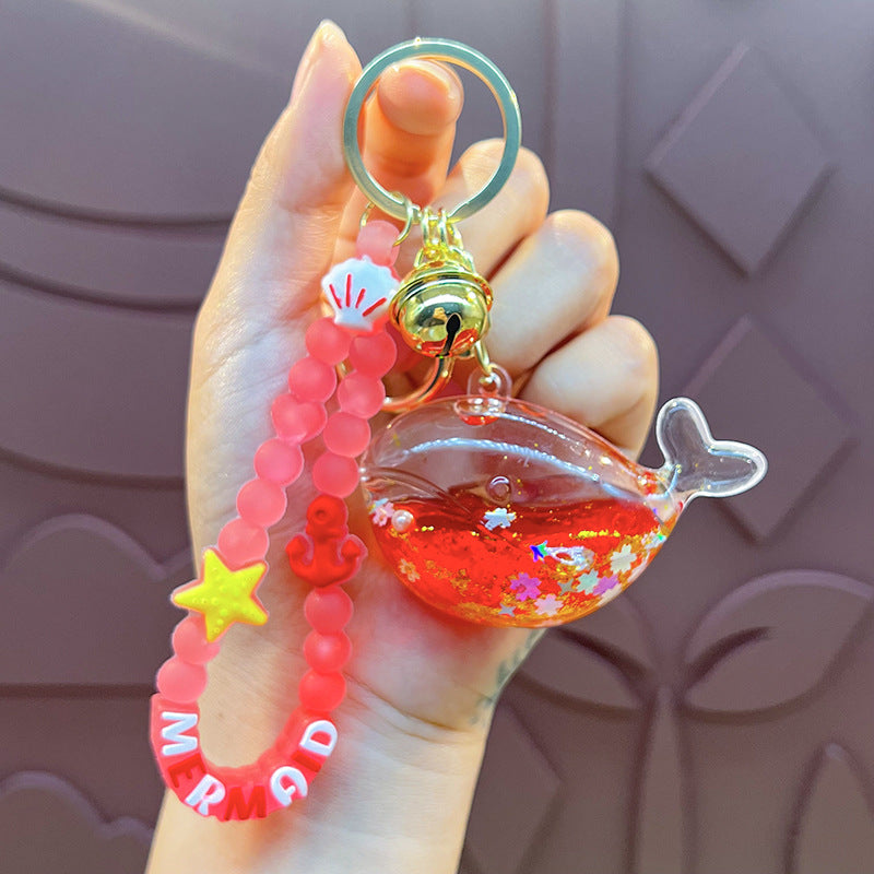 Wholesale Oil-filled Colorful Whale Keychain