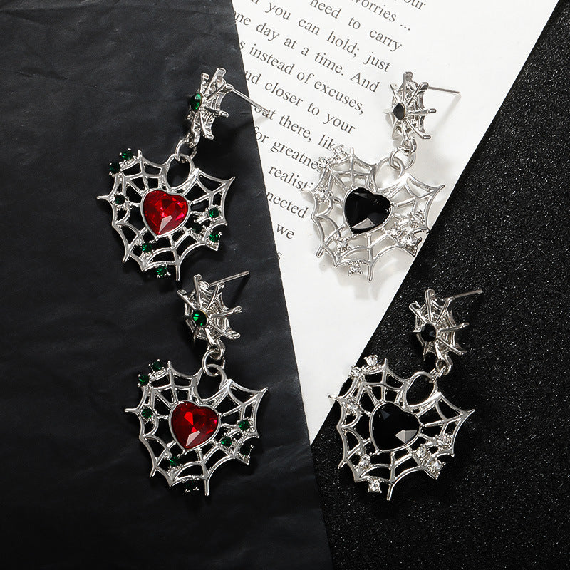 Wholesale Halloween Sweet Cool Dark Love Spider Web Earrings