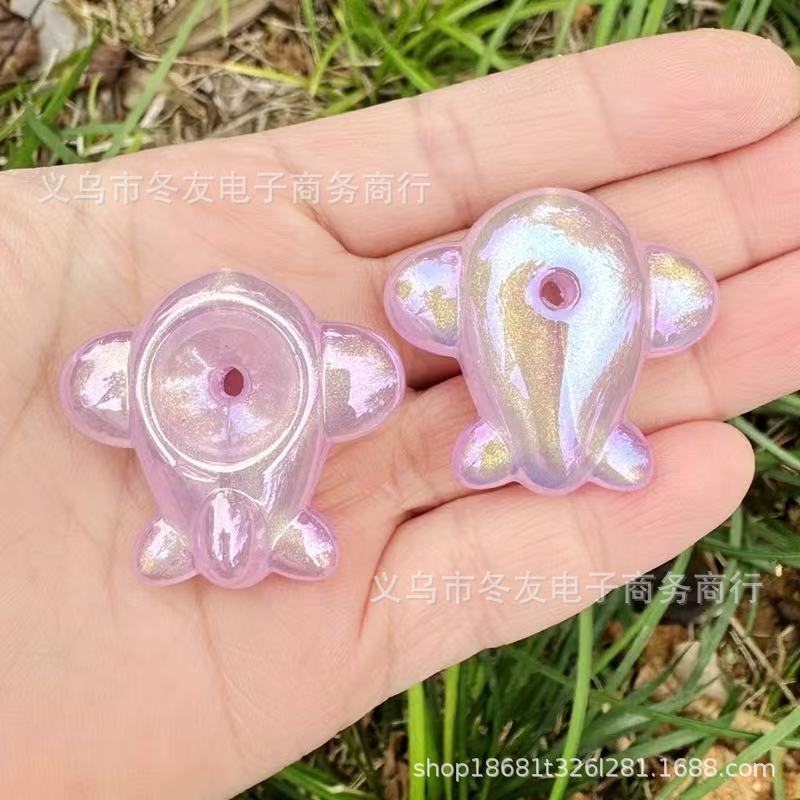 Wholesale 20pcs/pack Acrylic Beads with iridescent UV glitter starry sky effect straight holes.