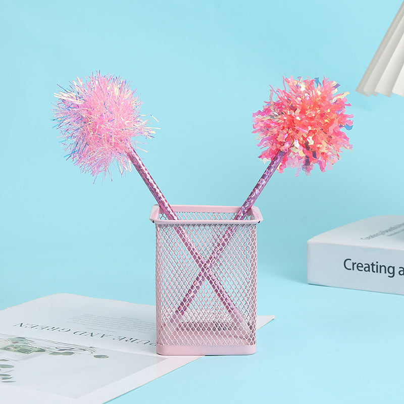 Wholesale New Creative Christmas Cute Ribbons Plastic Hair Ball Pens