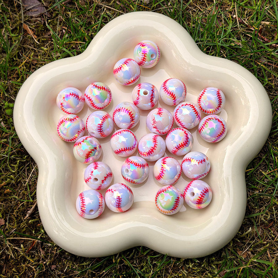 Wholesale 20pcs UV Plated Basketball with Letters Acrylic  Beads