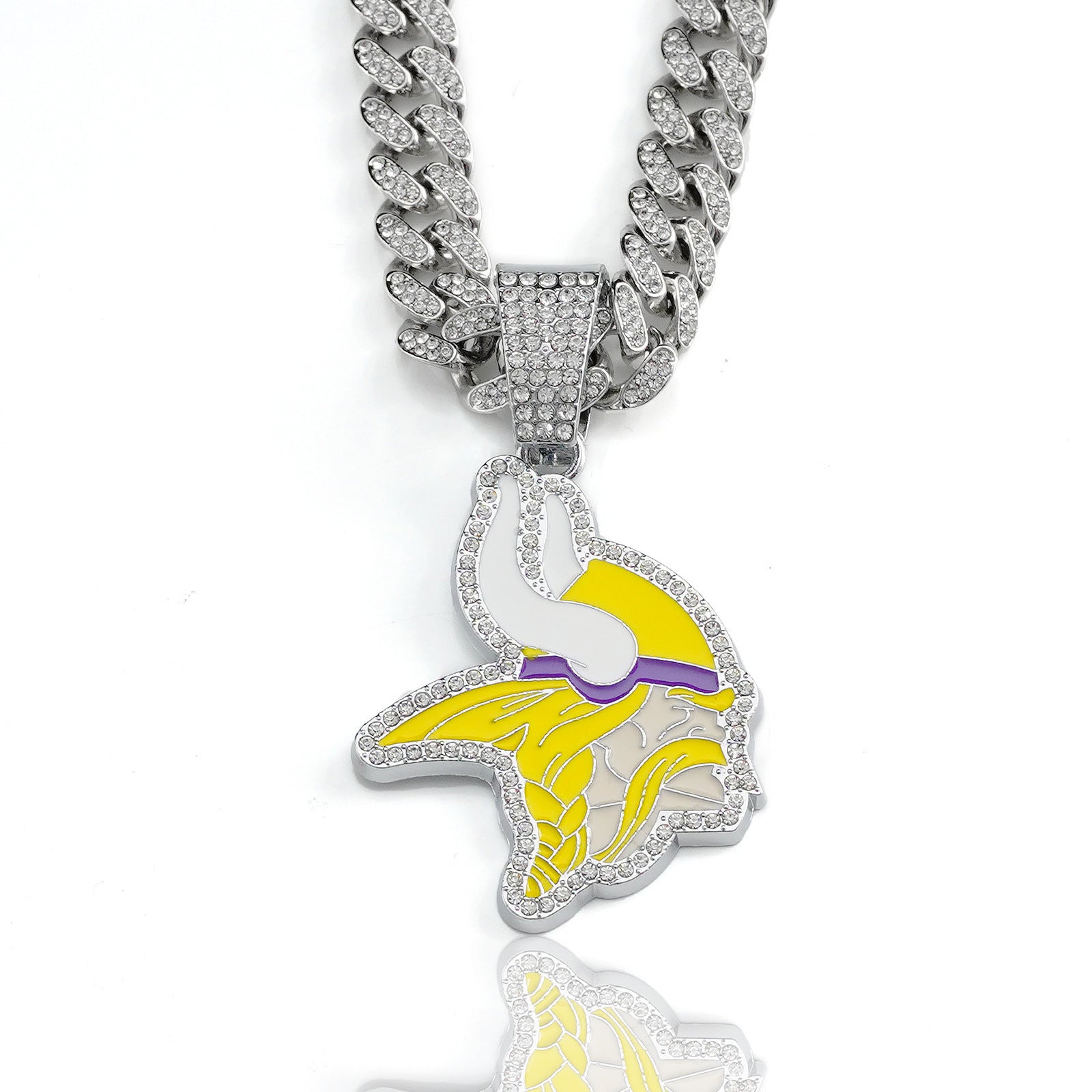 Wholesale Yellow and White Dripping Oil Team Logo  Full Diamond Hip-Hop Necklace
