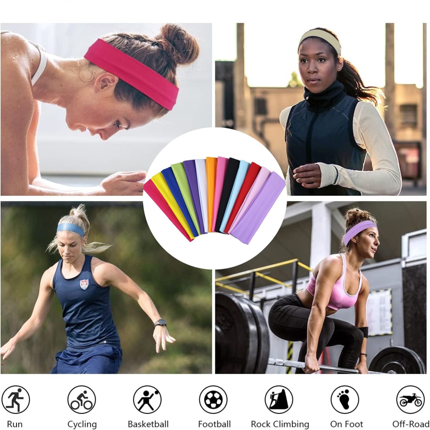 Wholesale popular solid color high elastic headband yoga sports hair band hair accessories sweat-absorbent headscarf headdress wide edge headband