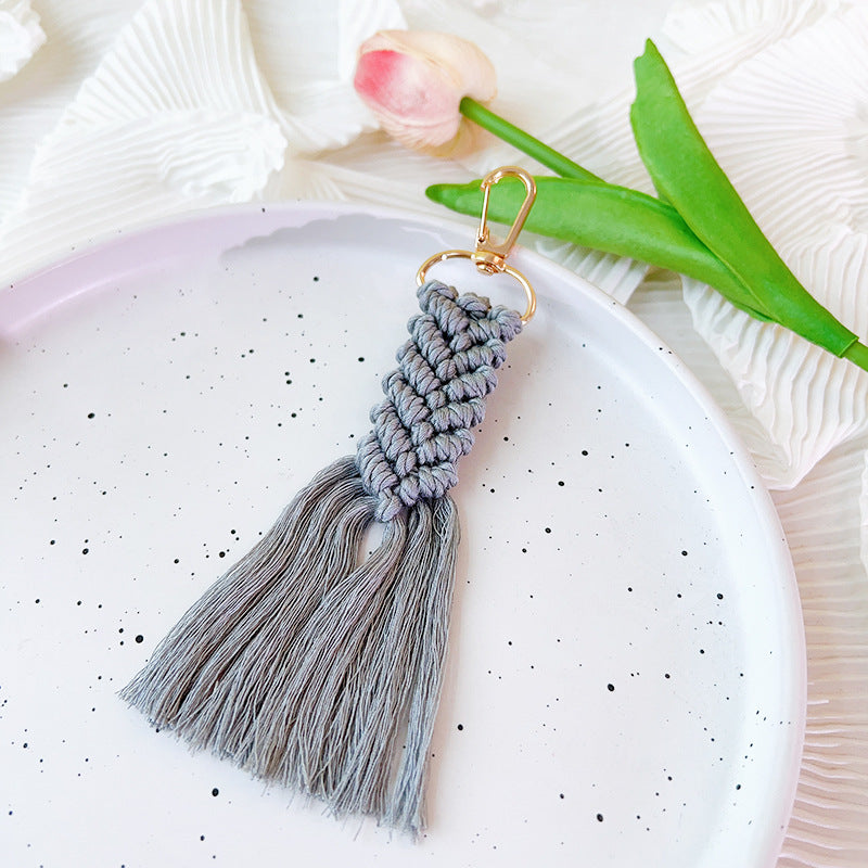 Keychain de algodón de algodón tejido a mano al por mayor