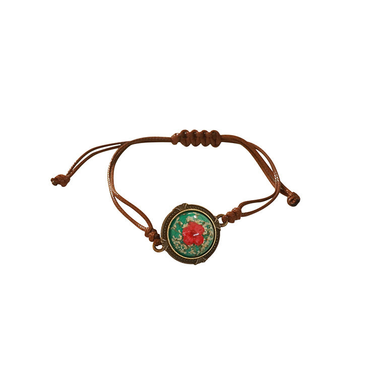 Wholesale 6pcs Vintage Maillard Dried Flower Wax Rope Bracelet