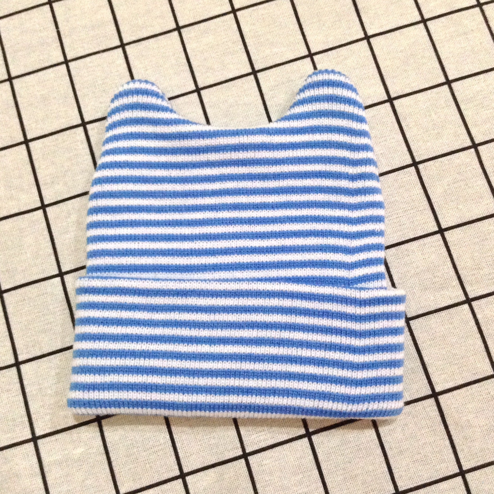 Wholesale New Baby Striped Cat Ears Baby Cotton Yarn Pullover Hat