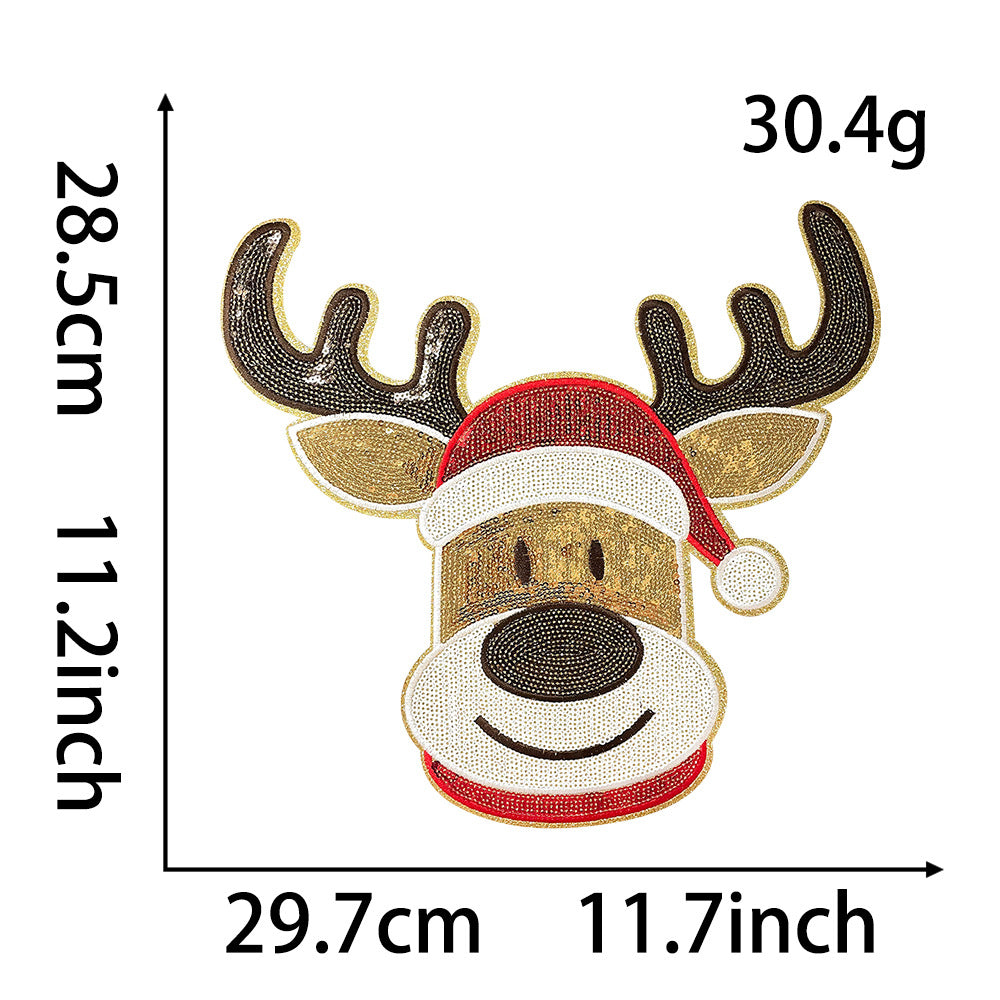 Wholesale Christmas Gingerbread Man Sequin Embroidered Patch Red Green Large Iron On DIY Decorative For Coats