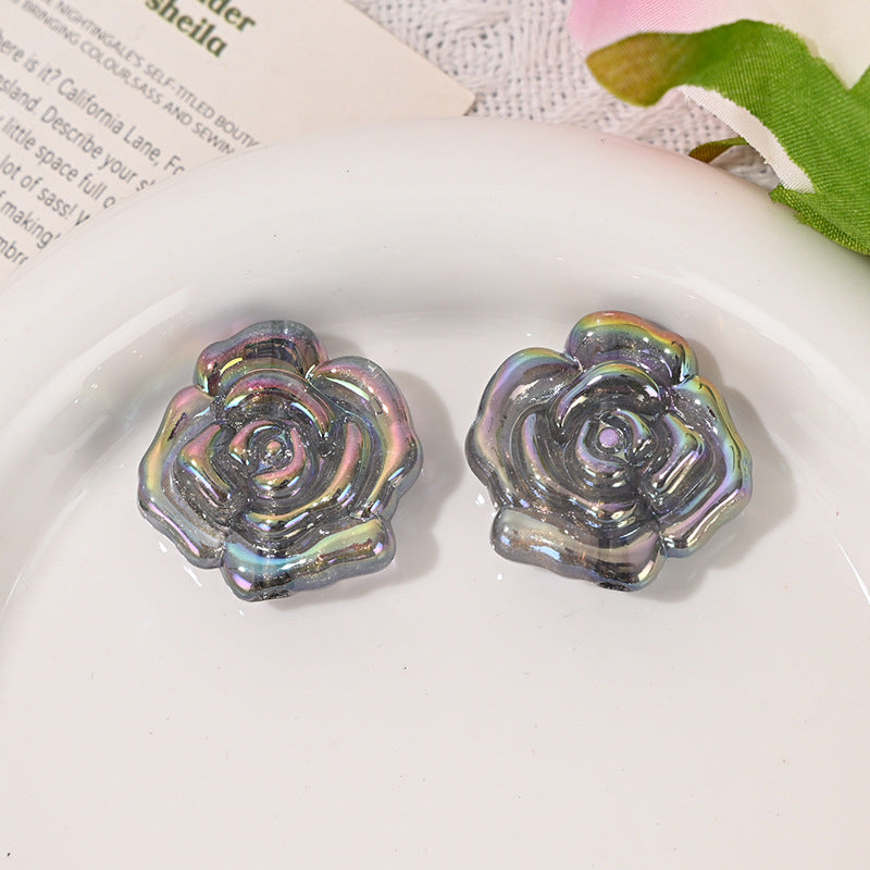 Wholesale 10pcs/pack Luminous Rose Loose Beads Plated Rose Beads