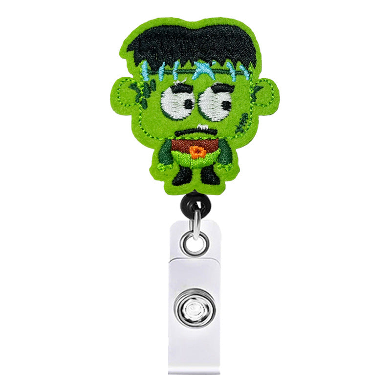 Wholesale Badge Reels Halloween Cartoon Felt Retractable Keychain