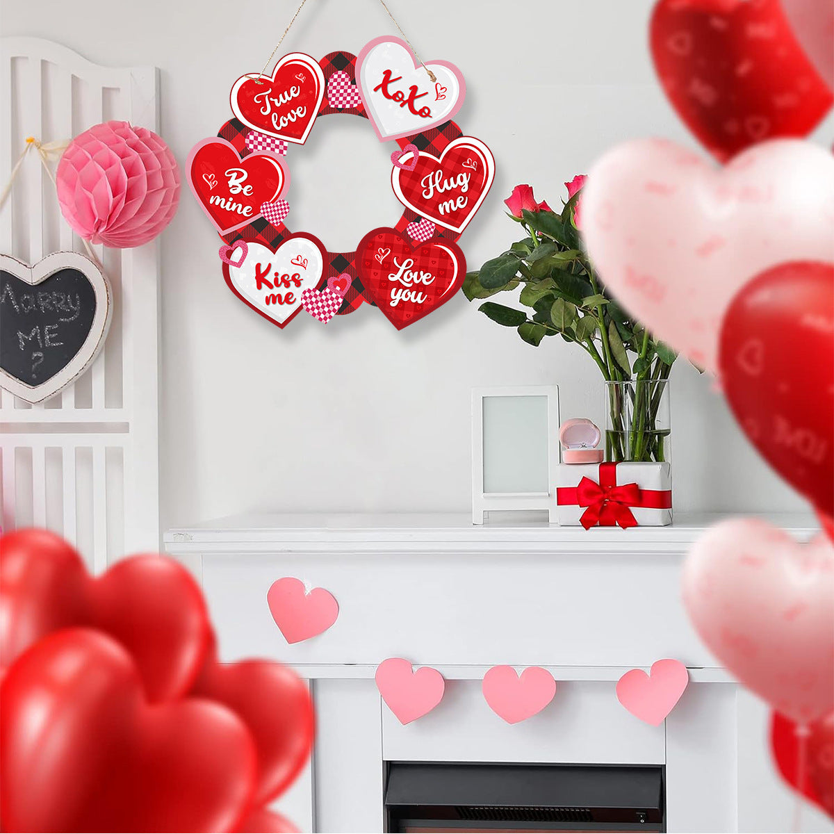 Wholesale of Paper Valentine's Day Party Decorations, Love Signs, Happy Valentine's Day House Signs