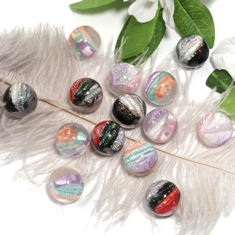 Wholesale 20pcs 16mm Oil Painting Star Five-pointed Star Resin Round Beads Diy Mobile Phone Chain Keychain Accessories Beads