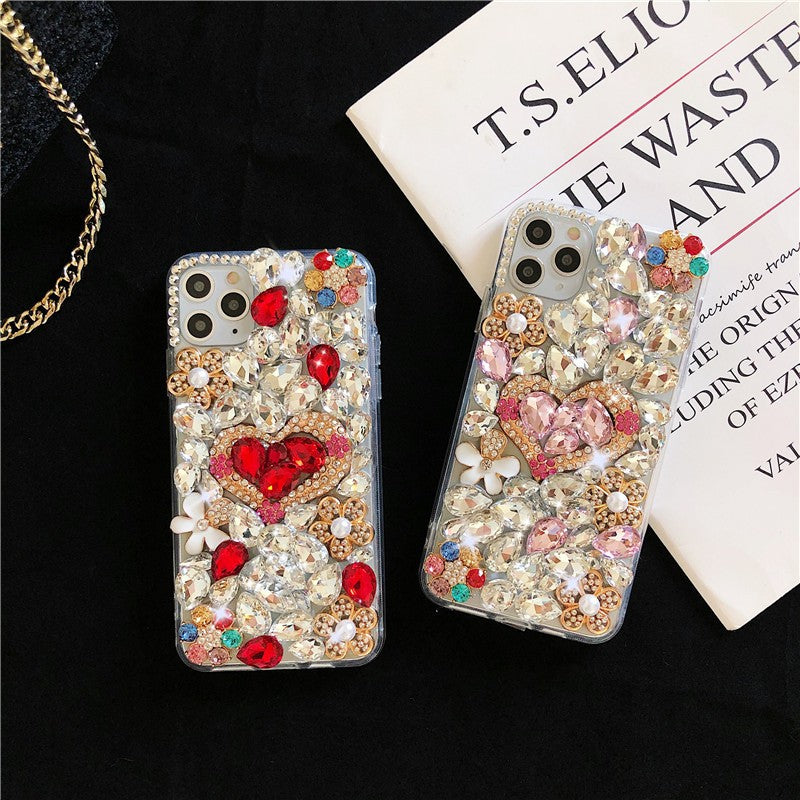 Wholesale Diamond Inlaid Love Pearl Flower Mobile Phone Protective Cases