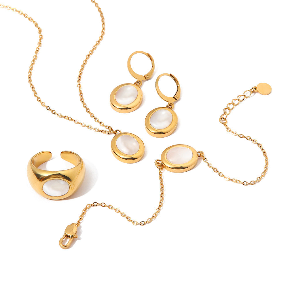 Wholesale Oval Opal Pendant Titanium Steel Bracelet