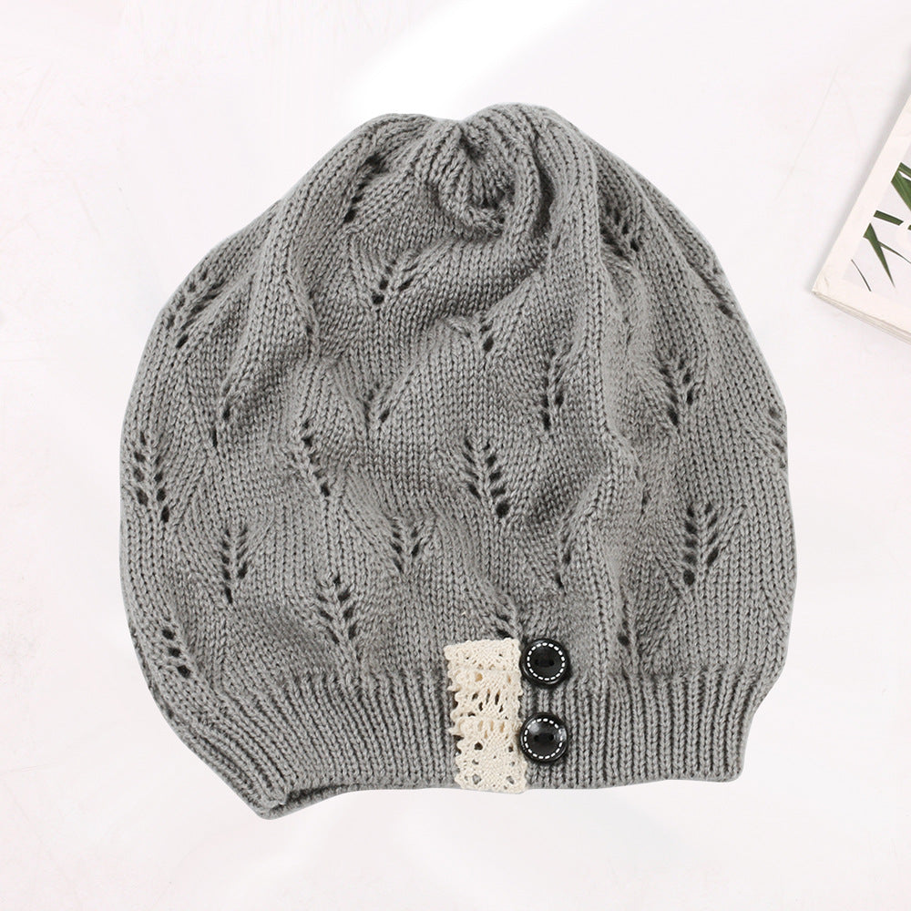 Wholesale Knitted Woolen Cut-out Lace Warm Hat