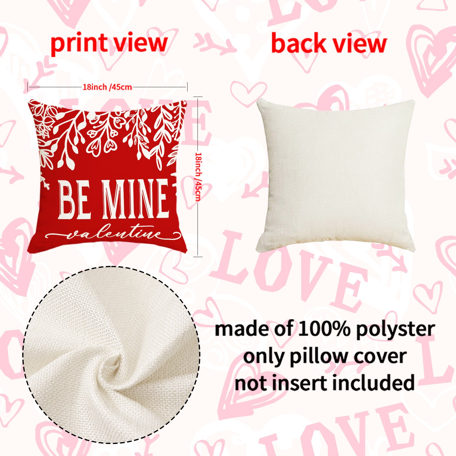 Wholesale Valentine' s Day Pillow Cover Love Imitation linen Pillow