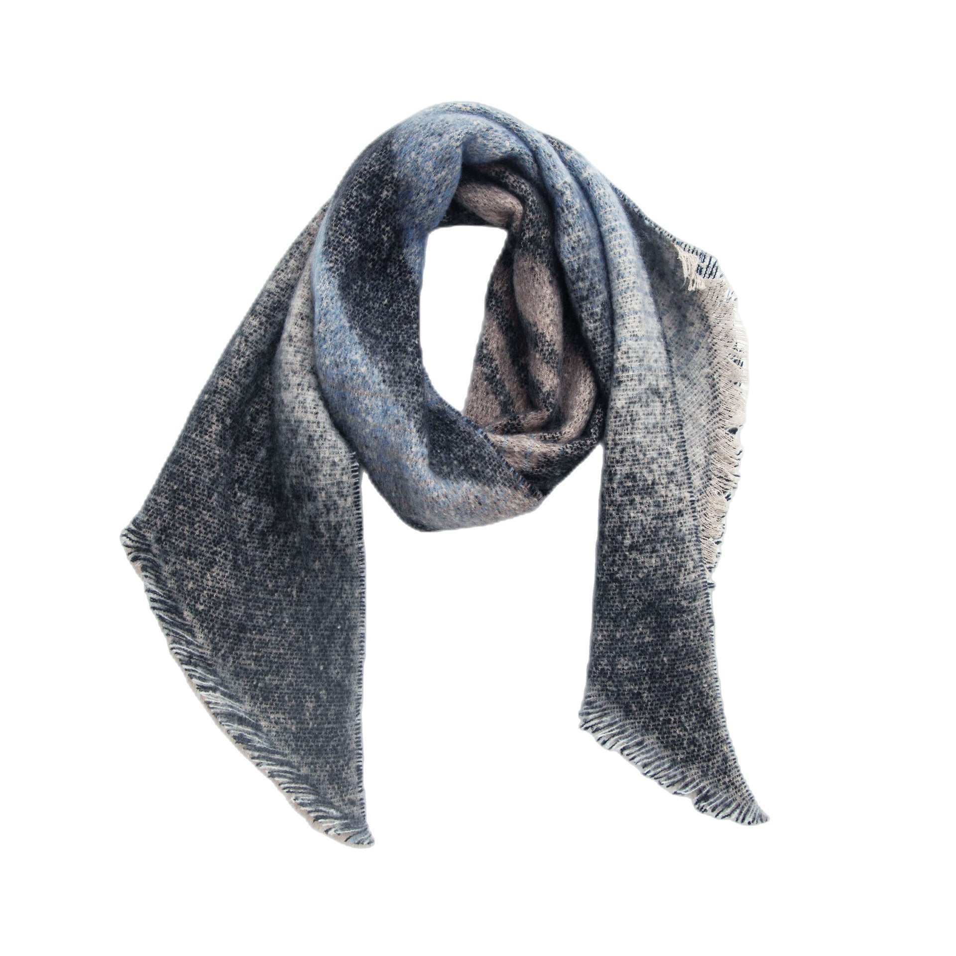 Wholesale New Ladies Shawl Autumn and Winter Thick Boucle Yarn Striped Angled Polyester Scarf