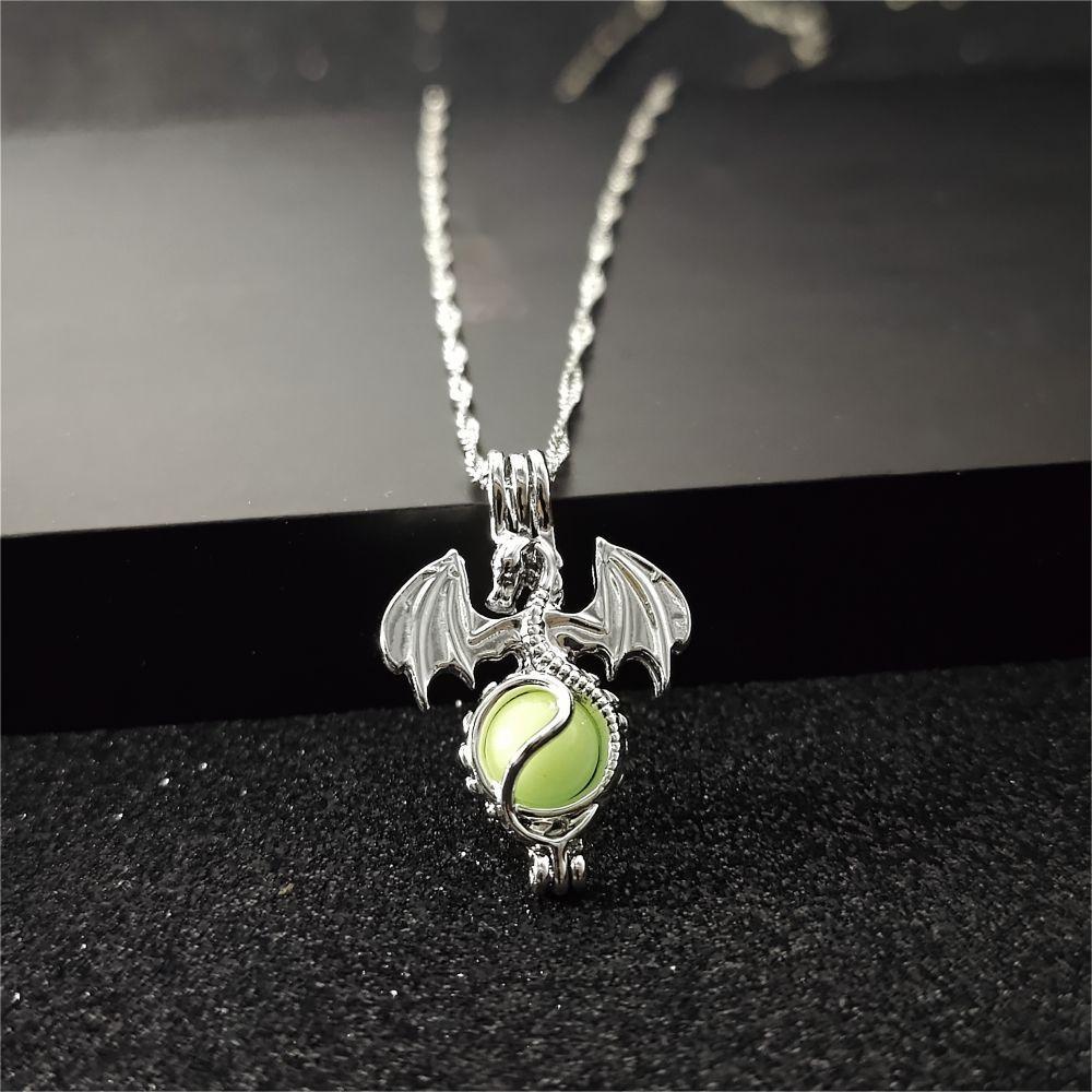 Wholesale Openable hollow luminous small dragon necklace