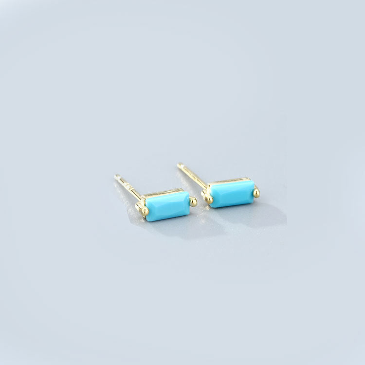 Wholesale 925 Sterling Silver Square Multicolored Zircon Earrings