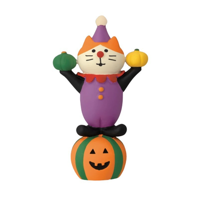 Wholesale  Themed Clown Cat Pumpkin Miniature Resin Scene Ornament For Home Decor Gift