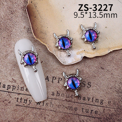 Wholesale Dark Cyberpunk Devil Eye Nail Art Decor In Alloy Metal Trendy Chic Nail Accessory For Everyday And Resale