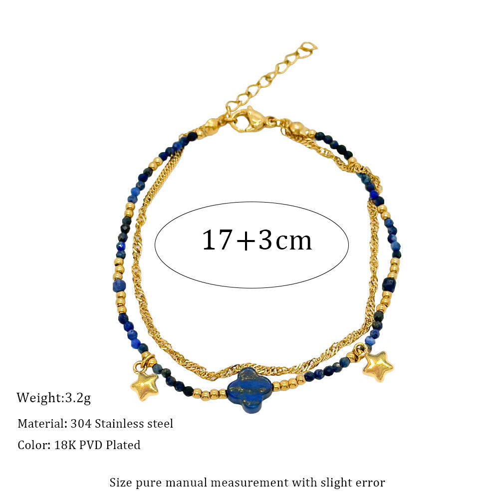Wholesale Lapis Lazuleus Bracelet Design  Titanium Steel Bracelets Gold Plated Hand Jewelry